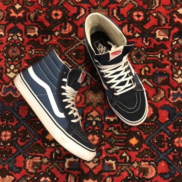 Vans Shoes - Navy/White Vans Sk8-Hi Slim Core Classics EUC